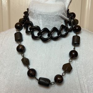 Furla Brown Stone and Bone Desi Statement Necklace Made in Italy